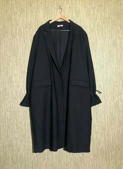 Довге чорне пальто оверсайз 60/66 розмір