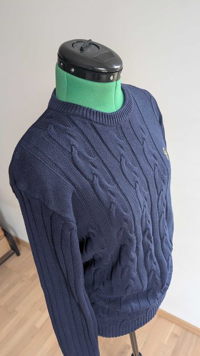 LUKE 1977 granatowy sweter 100% bawełna, kabel, lew