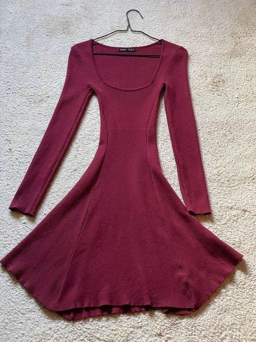 Shein privé vestidos gola quadrada malha canelada