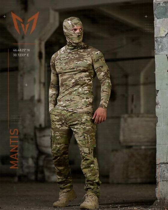 Тактичний лонгслів з балаклавою MANTIS Phantom LS Combat Shirt - Multicam для військовослужбовців під бронижеоет