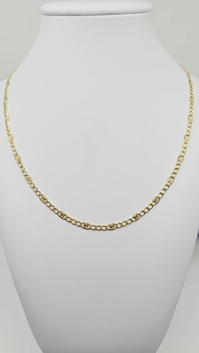 Złoty łańcuszek splot figaro z greckim wzorem próba 585 14k