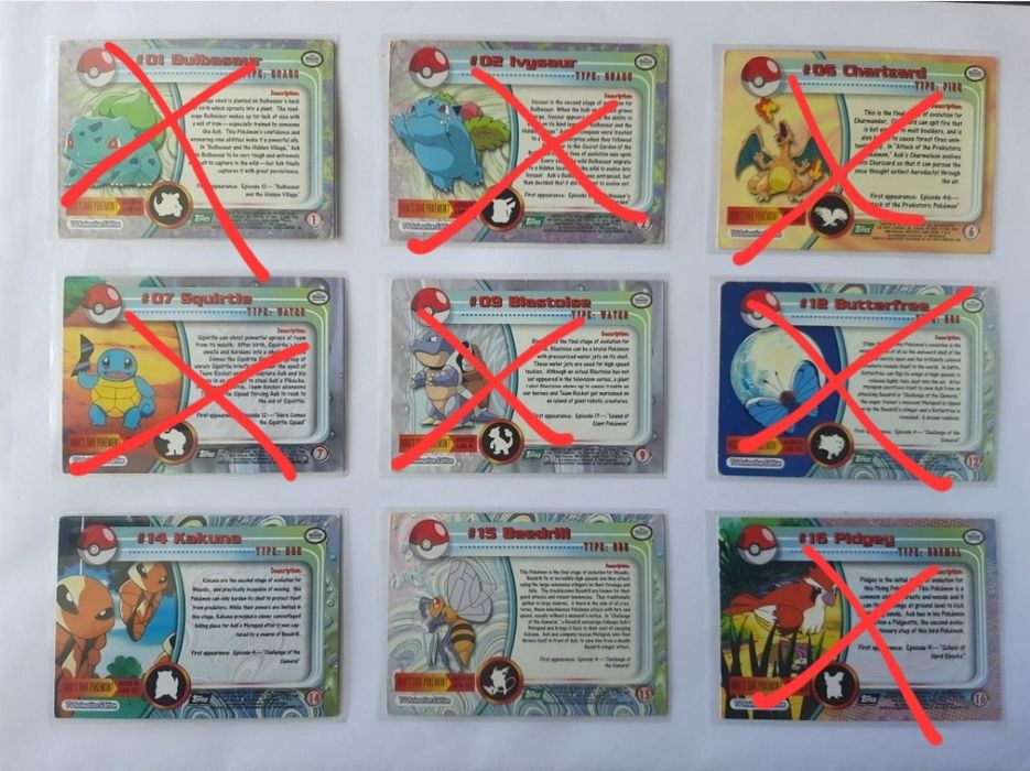 Cartas pokemon topps series 1 raras em inglês
