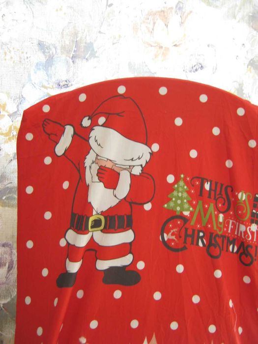 Pokrowiec na krzesło z Mikołajem choinkami 2 sztuki