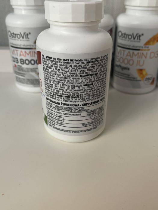 Витамин Д3+К2 OstroVit Vitamin D3 4000 + K2 90т есть, 5000IU, 8000IU
