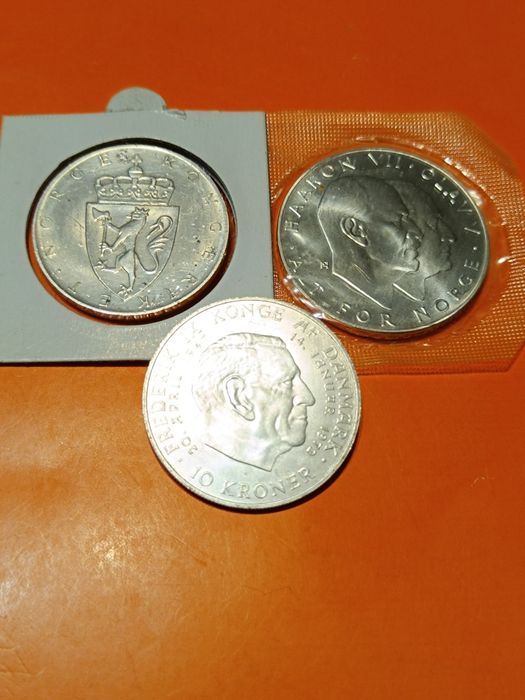 10 - 25 Koron Norwegia i Dania 1964 - 1972/Srebro 3 szt