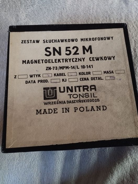 Słuchawki UNITRA Tonsil 52 sn nowe gwarancja 1979