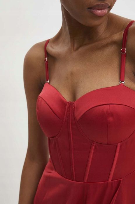 Answear Lab 38 M Sukienka Czerwona Rozkloszowana Maxi T1068