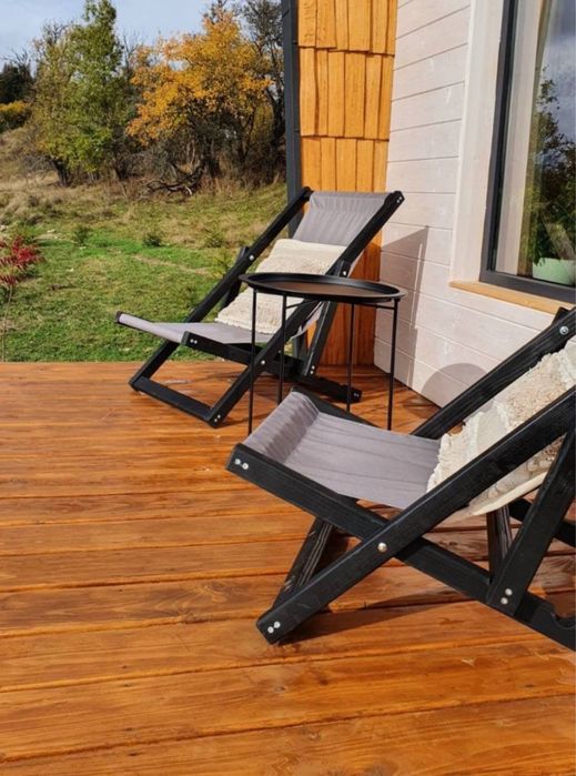 Шезлонг з подушкою розкладний деревʼяний, кресло шезлонг, лежак