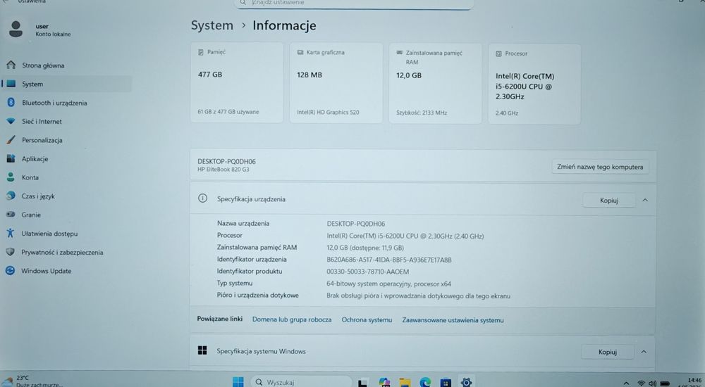 Biznesowy HP EliteBook 12": Intel i5, 12GB RAM DDR4, 512GB SSD, Win11