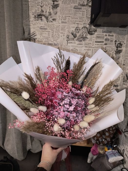 Сухоцвіти, букети із сухоцвітів, весільні букети,  бутоньєрки,протея