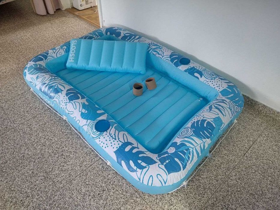 Piscina inflável com almofada flutuante, barco inflável para nadar