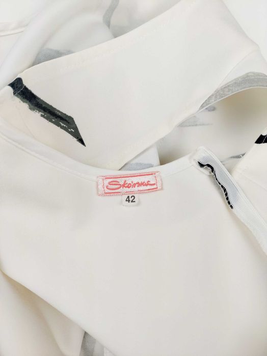 Elegancka czarno biały sukienka rozmiar 42 na szerokich ramiączkach