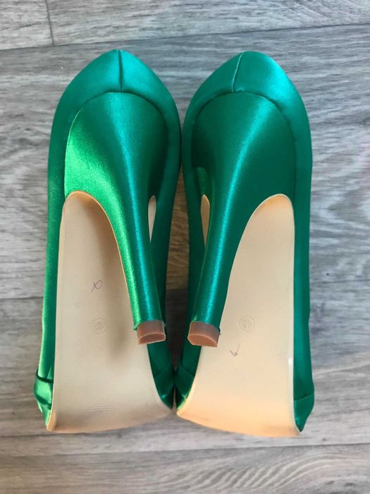 Свадебные зеленые туфли Elegant Park брошь стразы ст.26,5/26см