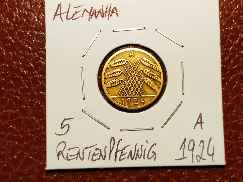 Alemanha - moeda de 5 rentenpfennig de 1924 A