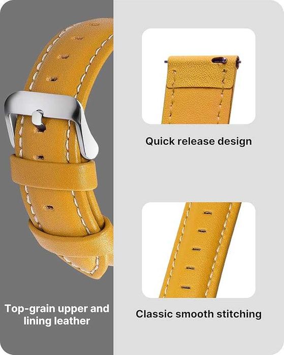 Pasek do zegarka żółty 22mm