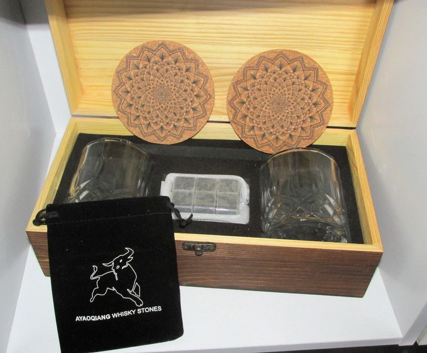 Whisky Glasses, Stones, Coasters & Spoon Gift Set Unused (Ayaoqiang)