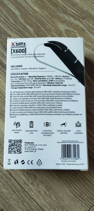 Xblitz x600 professional bezprzewodowy zestaw głośnomówiący bluetooth
