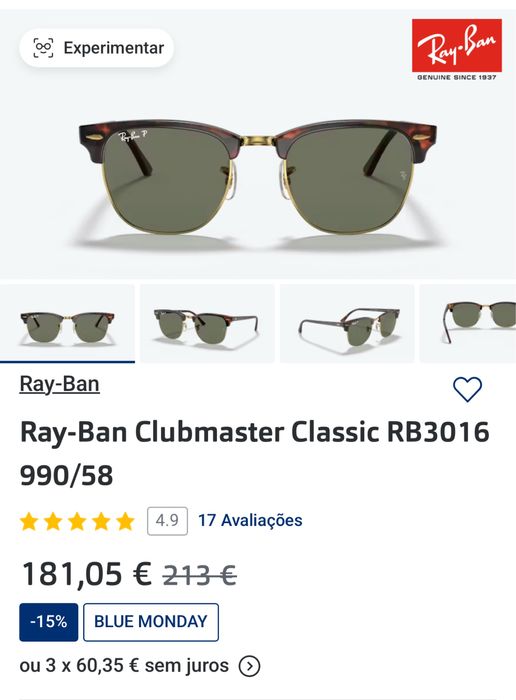 Ray-ban Clubmaster Polarizado Fatura