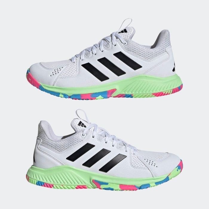 Calçado de Andebol Adulto Adidas Court Flight Branco/Amarelo/Azul