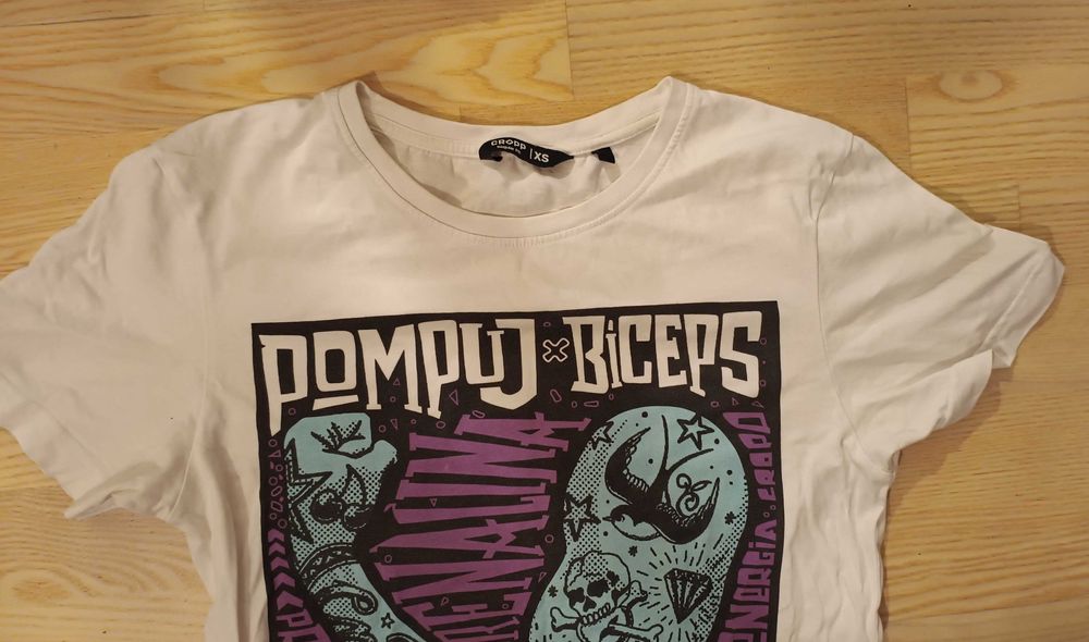 tshirt CROPP XS Pompuj Biceps Ciężarki Siła Musi Być