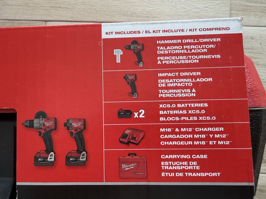 Zestaw Milwaukee Fuel 18v 3697-22 wiertarka  udarowa +zakretarka +2xaku 5.0ah +walizka. Mozliwa wysylka cala Polska