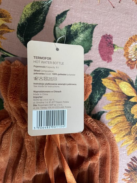 Nowy z metką termofor Eloy / pluszowy nowy termofor z pomponikamk