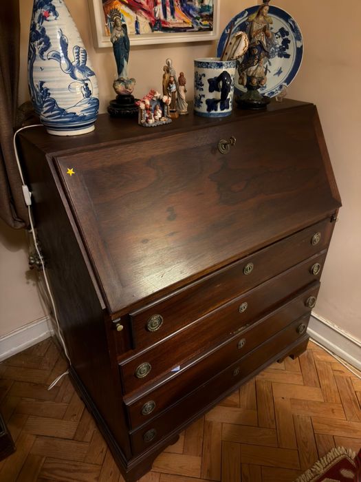 Secretária antiga de abatant em madeira maciça