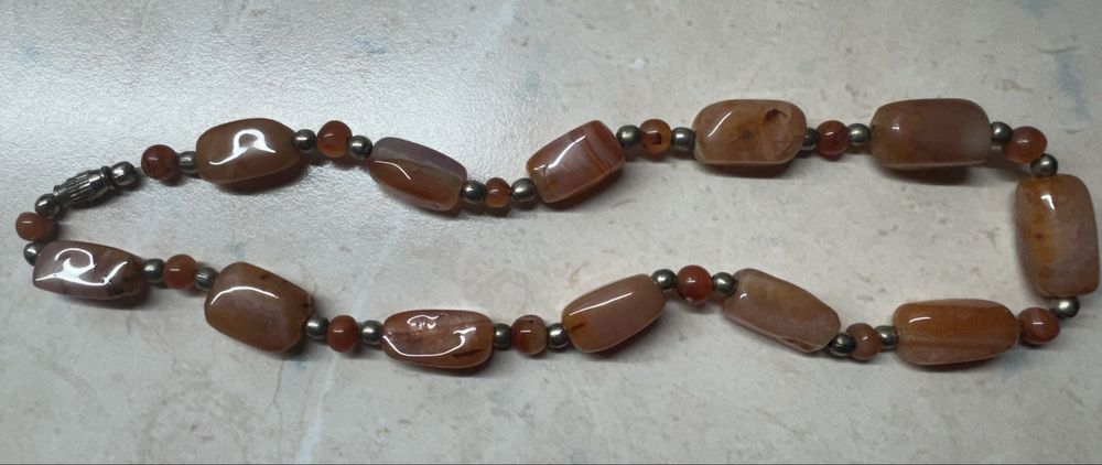 Бусы янтарь, сердолик