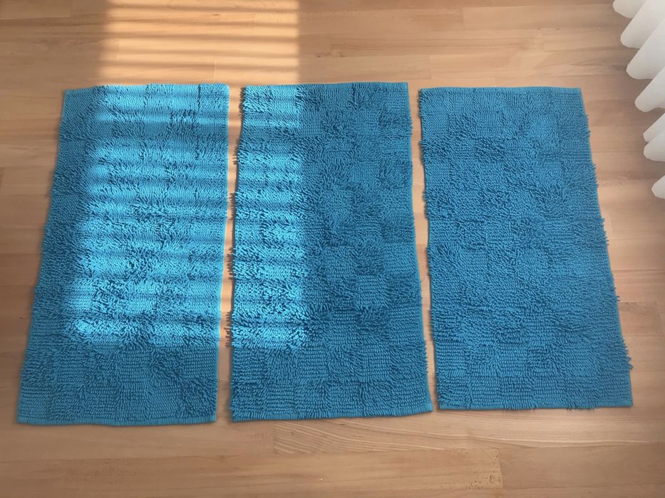 Conjunto de 3 tapetes azuis Hand Woven Durry