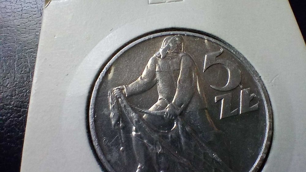 Stare monety 5 złotych 1974 Rybak PRL piękna