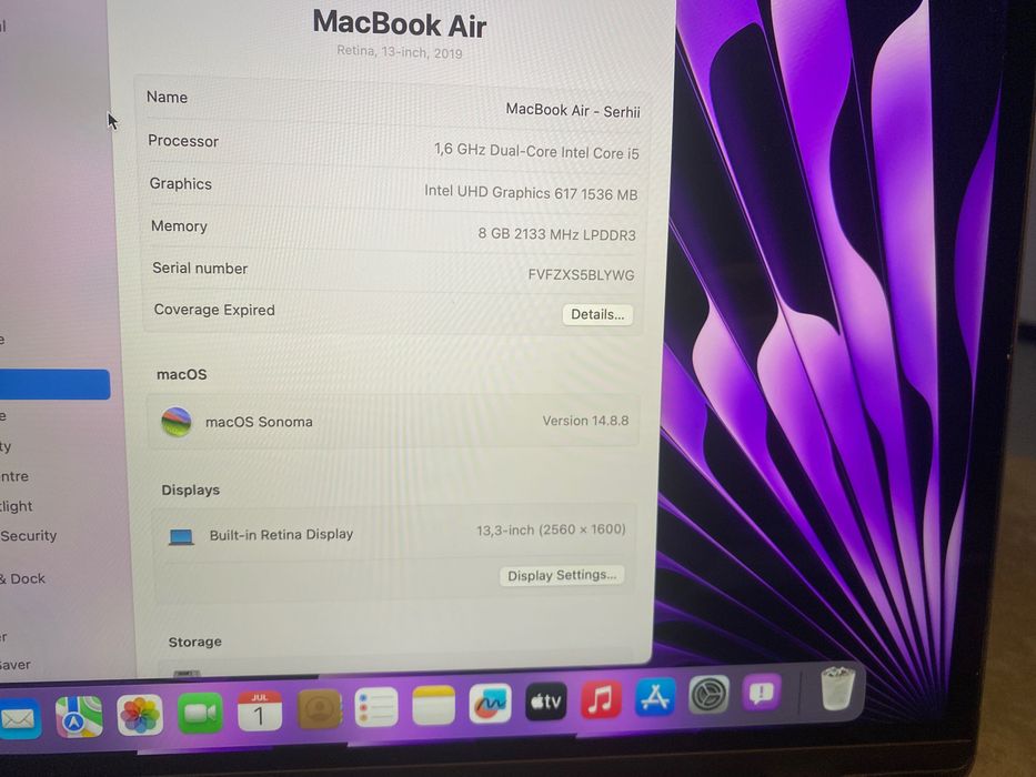 MacBook Air 2019 intel core i5