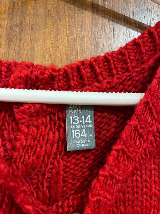 Camisola comprida/vestido de malha vermelha de manga curta