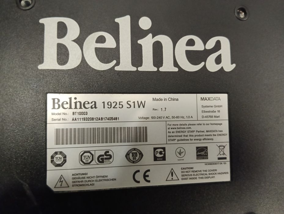 Monitor LCD Belnea 19 Polegadas Widescreen (Modelo 1925 S1W / BT10003) - Para Peças