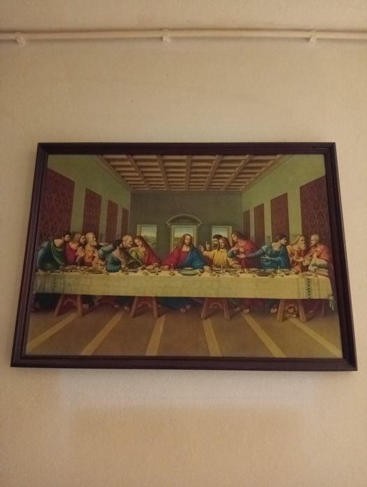 Quadro decorativo Última Ceia – moldura em madeira