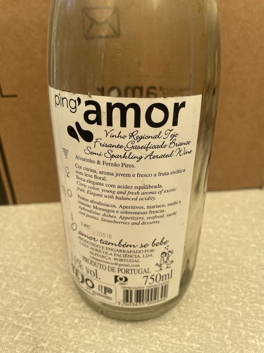 Garrafa de vidro Amor
