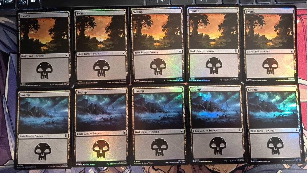 Magic MTG Marvel Super Heroes 100 Basic Lands Full Set