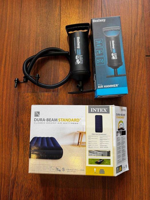 Colchão de ar Intex Dura-Beam Standard + bomba manual Bestway Air Hammer – conjunto