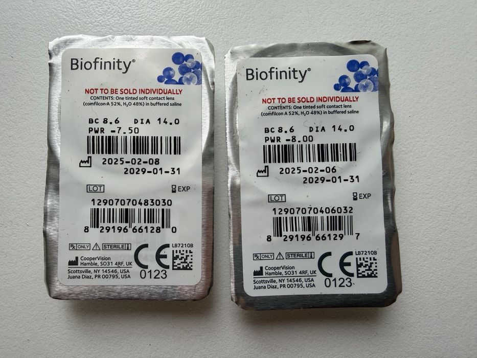 Продам контактні лінзи Biofinity -7,5/-8