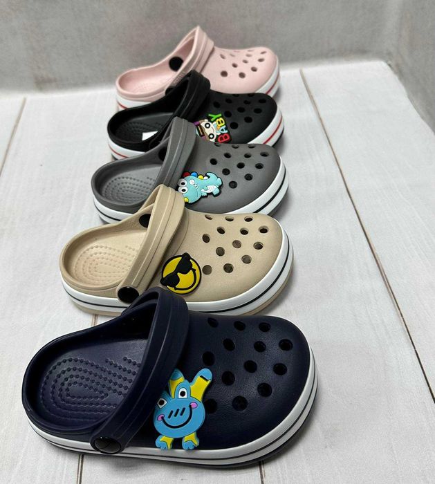 Дитячі сабо крокси crocs Luck line 24-35 чорні/пудра/беж/сині