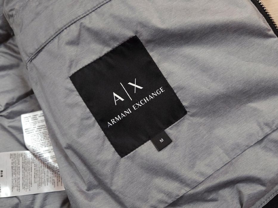 ARMANI EXCHANGE Kurtka Puchowa Męska Czarna Logo r. M