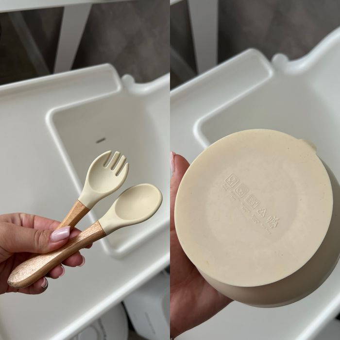 Набор силиконовой посуды детской посуд для малюка слюнявчик+подарки