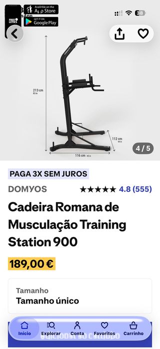 Cadeira romana de musculação