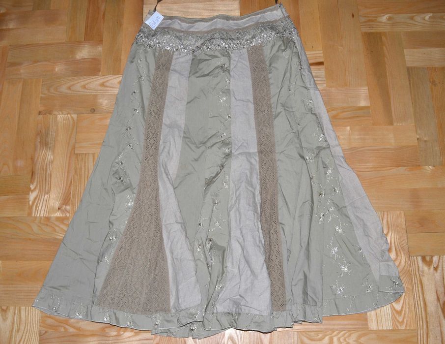 225^ m&s letnia   spódnica z bawełny z koronką  42/44