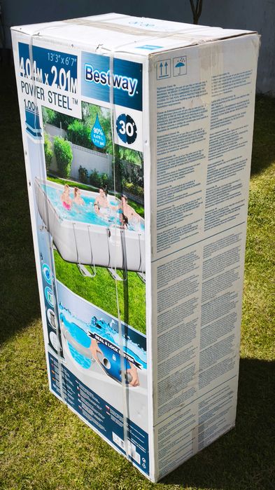 Piscina tubular retangular Bestway Power Steel 404x201x100cm +Escada+Filtro Cartucho Seal&LockSystem