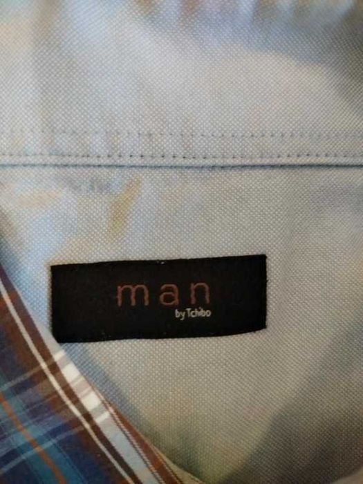 Tchibo koszula męska w niebieską kratę z długim rękawem r. XXL 45-46