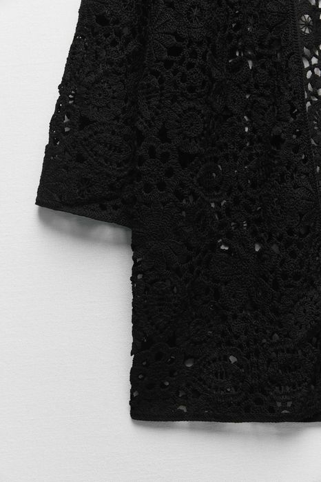 ZARA Luksusowy PŁASZCZ z dzianiny szydełko cud M-L