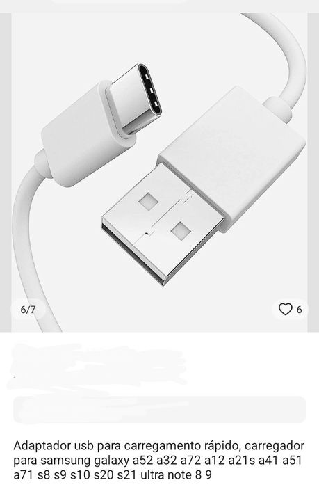 Adaptador USB para carregamento rápido