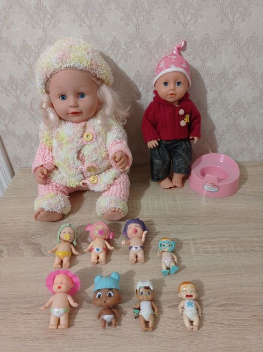Кукла 40 см, пупсы 28 и 8  см, в одежде, отличное состояние