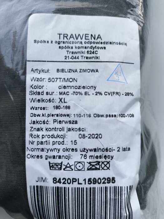 Bielizna zimowa MON komplet XL