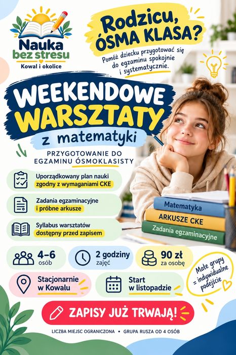 Egzamin ósmoklasisty – warsztaty przygotowawcze w Kowalu